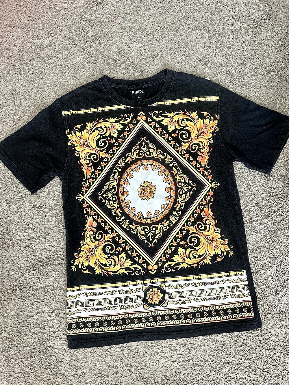 RHUDE Graphic Tee Black & Orange Medium